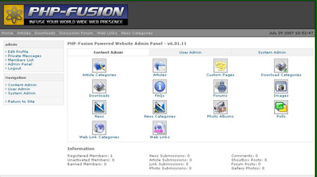 PHPFusion hosting screenshot