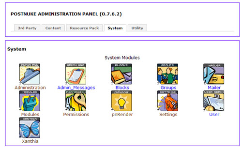 PostNuke hosting screenshot
