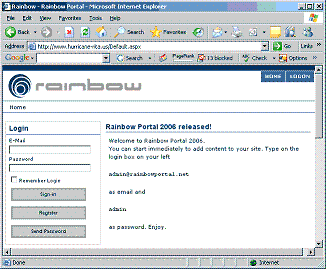 Rainbow hosting screenshot