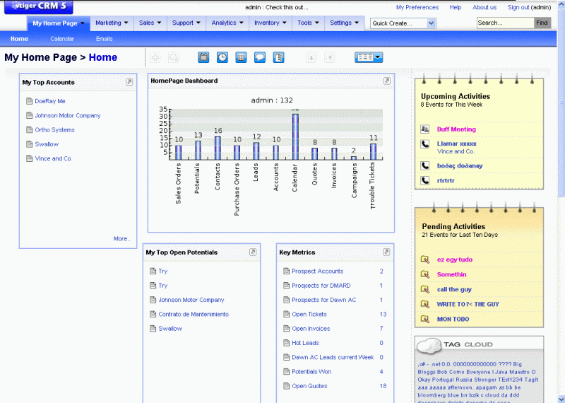 VTiger hosting screenshot